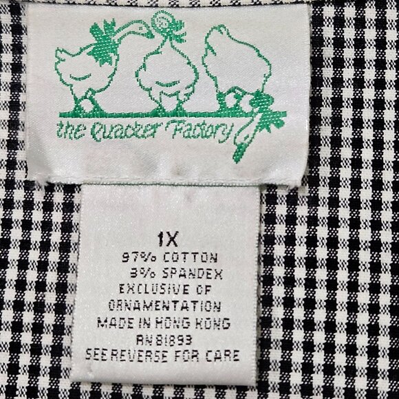 Quacker Factory Black & White Jacket Gingham Cherry Embroidered 1X Rockabilly - Picture 6 of 10